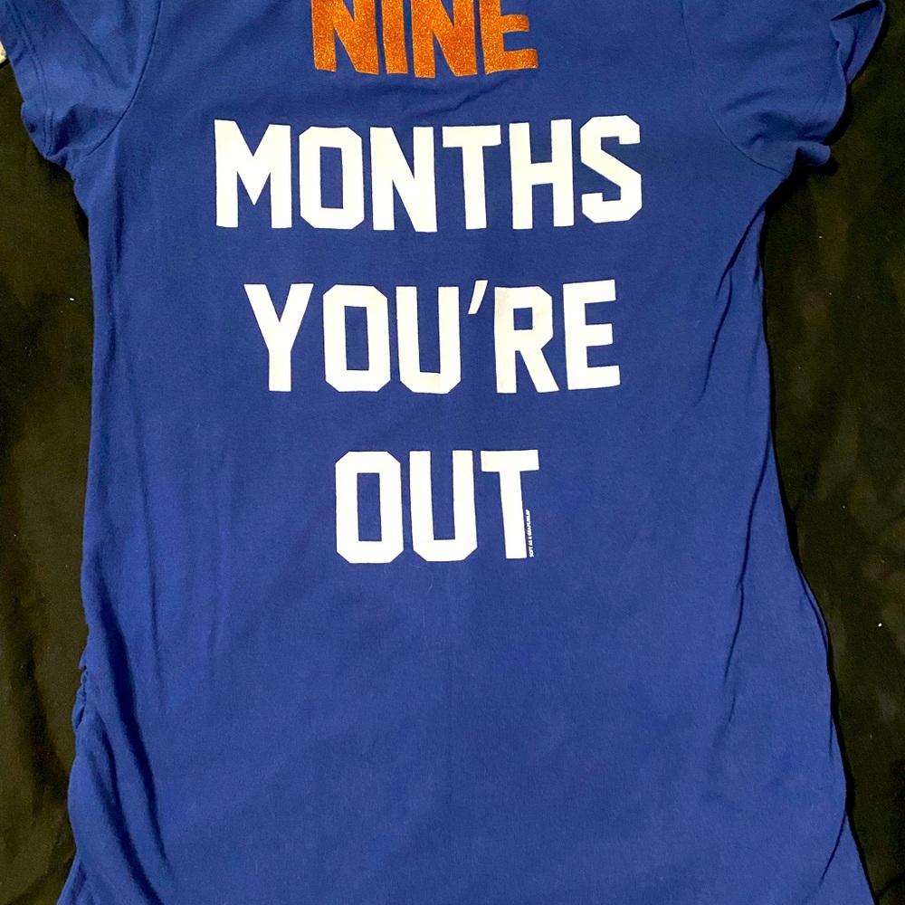 Motherhood Blue Short Sleeve Tee with Houston Astros Orange and White Lettering